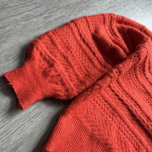 FRNCH PARIS Knit Sweater Womens M Orange Short Boxy Fit Cozy Typewriter - Picture 3 of 8